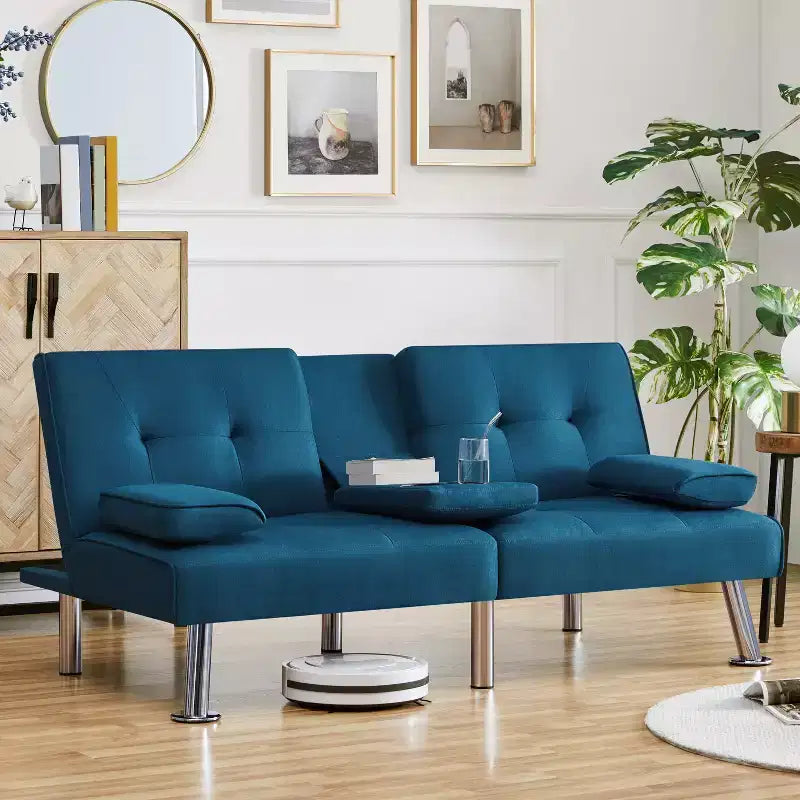 Divano Letto Futon Convertibile Rivestito in Tessuto