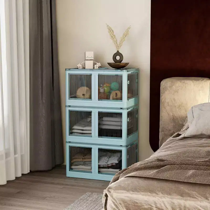 3 confezioni di contenitori pieghevoli con coperchi e ruote, scatola portaoggetti pieghevole impilabile per camera da letto, soggiorno, ufficio, 68 litri