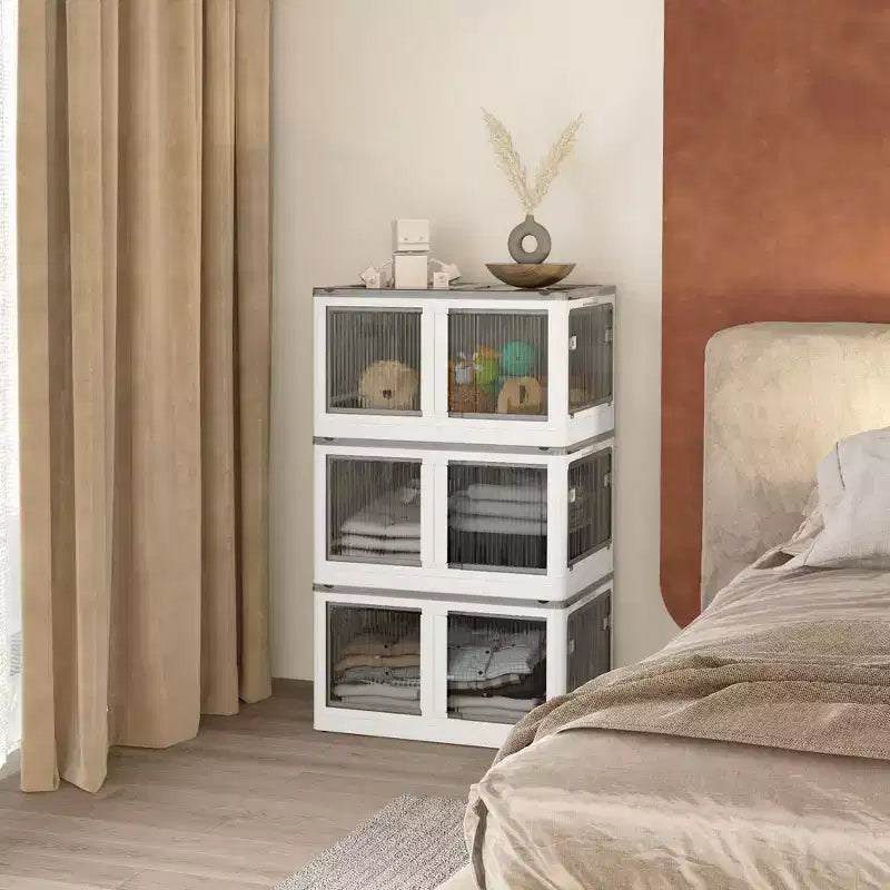 3 confezioni di contenitori pieghevoli con coperchi e ruote, scatola portaoggetti pieghevole impilabile per camera da letto, soggiorno, ufficio, 68 litri