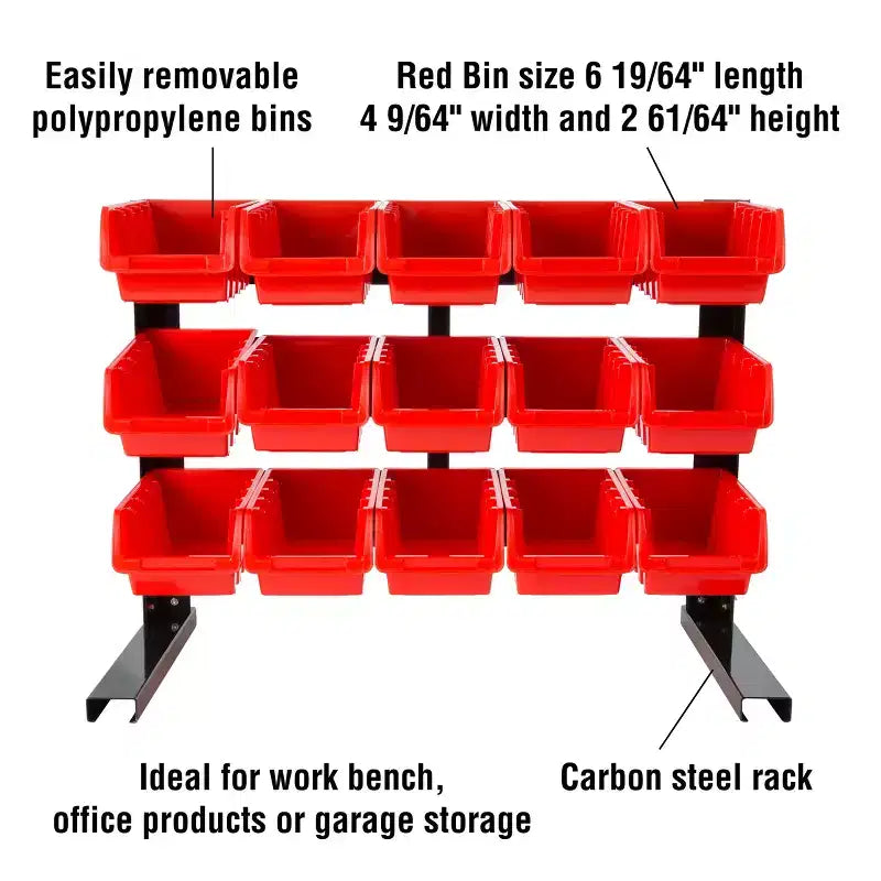 Organizzatore a 15 Scomparti - Robusto Acciaio al Carbonio con Cassetti Impilabili in Plastica per Utensili, Ferramenteria, Artigianato, Forniture per Ufficio e altro ancora da