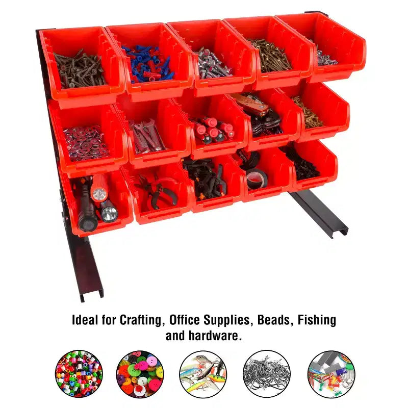 Organizzatore a 15 Scomparti - Robusto Acciaio al Carbonio con Cassetti Impilabili in Plastica per Utensili, Ferramenteria, Artigianato, Forniture per Ufficio e altro ancora da