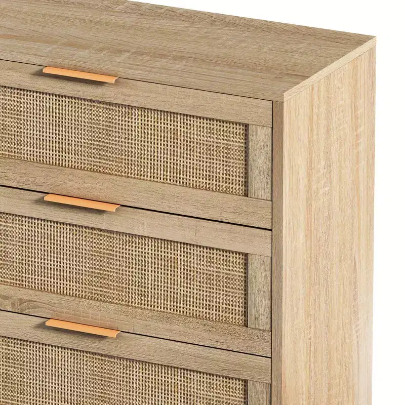 Cassettiera a 6 cassetti in Rattan per Salotto e Camera da letto, Naturale -