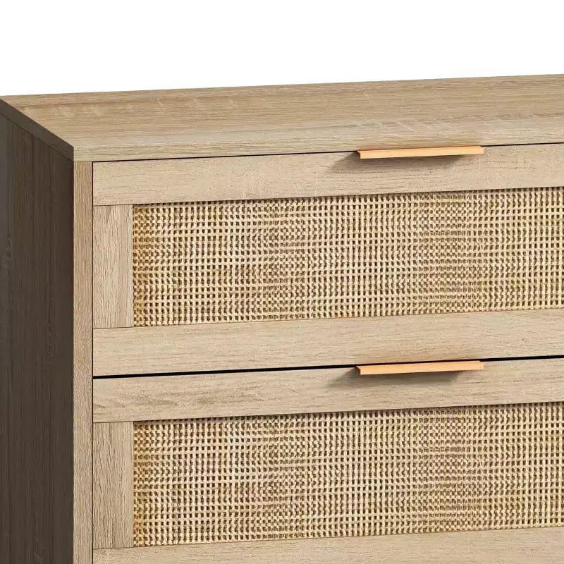 Cassettiera a 6 cassetti in Rattan per Salotto e Camera da letto, Naturale -