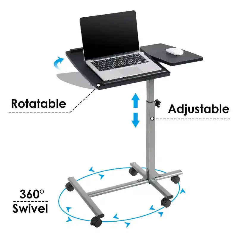 Costway Mobile Standing Desk Height Adjustable Sit to Stand Laptop Desk White/Black