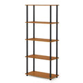 Scaffale decorativo alto a 5 ripiani, libreria portaoggetti con mensole aperte multiuso, espositore per soggiorno e ufficio, ciliegio chiaro/nero