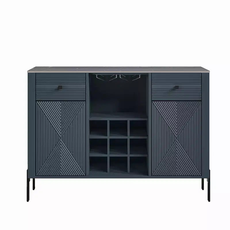 Mobile bar da 42" con motivo a trama e ripiano in marmo -