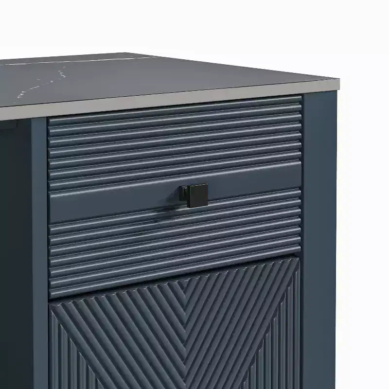 Mobile bar da 42" con motivo a trama e ripiano in marmo -