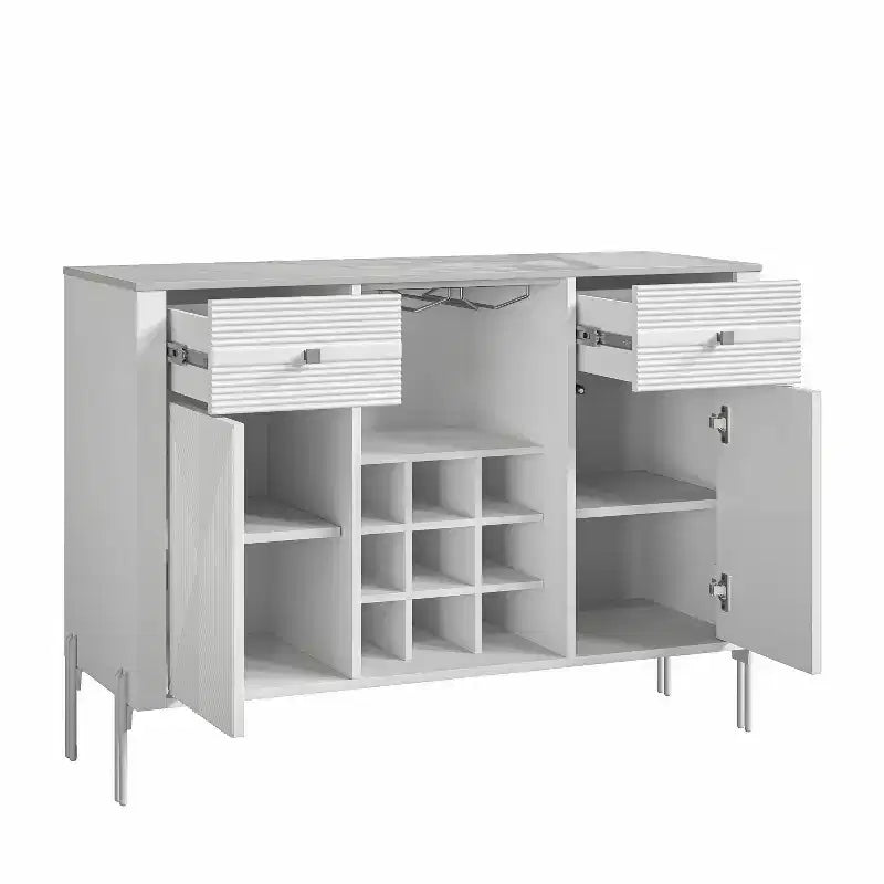 Mobile bar da 42" con motivo a trama e ripiano in marmo -