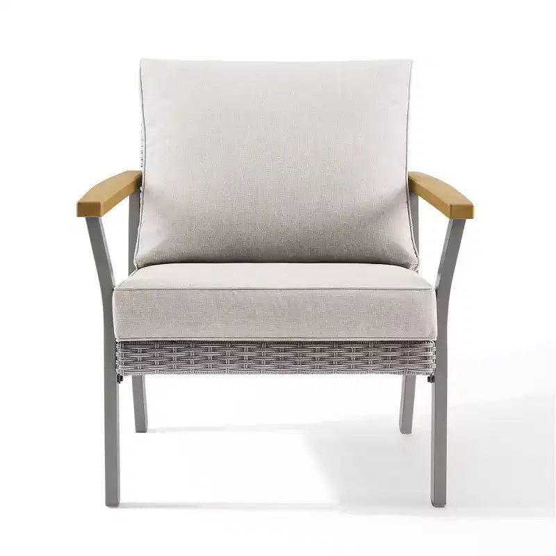 SONGMICS HOME Collezione Sencillo - Set di mobili da giardino in 3 pezzi, 2 sedie a sdraio e 1 tavolino da caffè, Mobili da esterno, Grigio e Beige