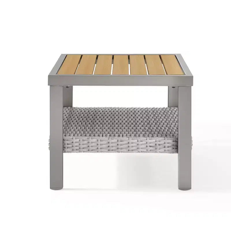 SONGMICS HOME Collezione Sencillo - Set di mobili da giardino in 3 pezzi, 2 sedie a sdraio e 1 tavolino da caffè, Mobili da esterno, Grigio e Beige