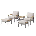 SONGMICS HOME Sencillo Collection - 5 Piece Patio Furniture Set, 2 Lounge Chairs, 2 Ottomans, 1 Coffee Table, Outdoor Furniture, Gray and Beige