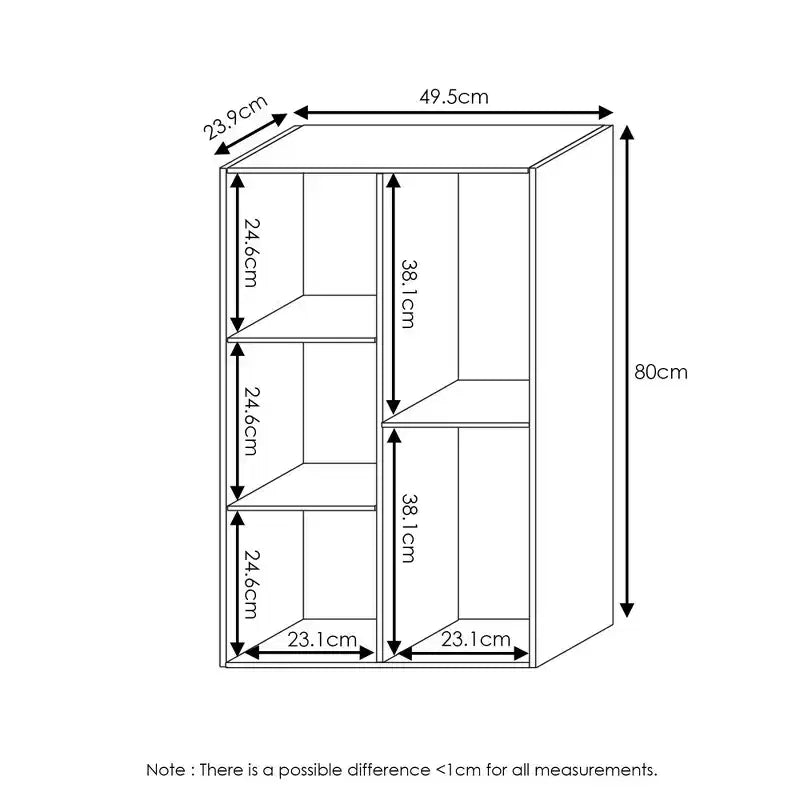 Libreria multiuso reversibile a 5 cubi con vani a giorno