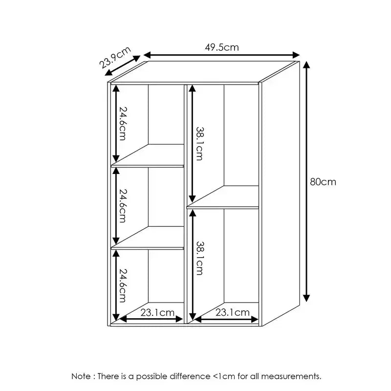 Libreria multiuso reversibile a 5 cubi con vani a giorno