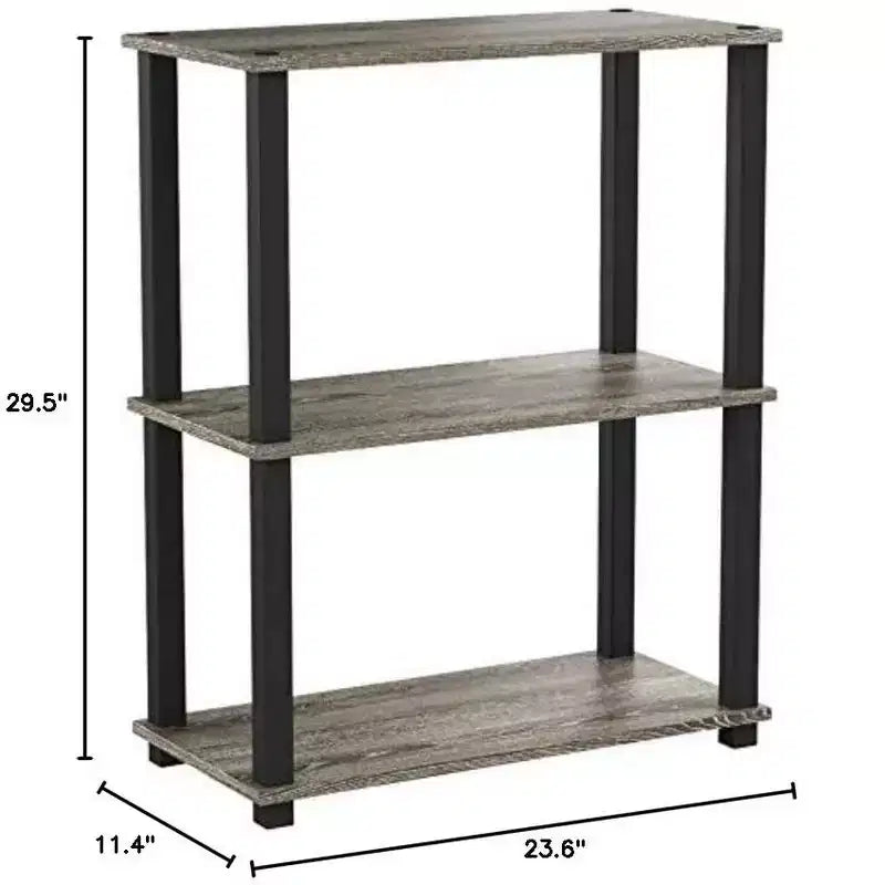 Libreria a Scala Compatta Reversibile a 3 Ripiani Scaffale Multiuso con Tubo Quadrato
