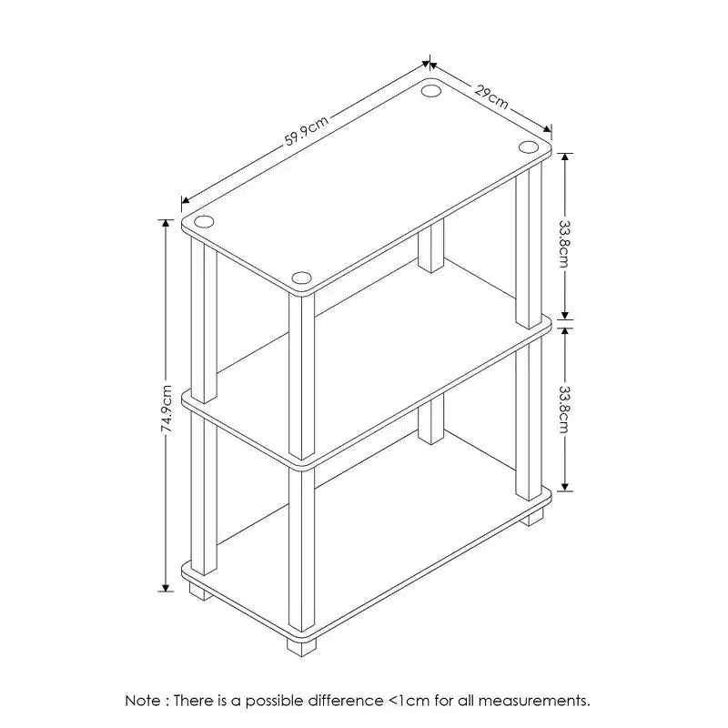 Libreria a Scala Compatta Reversibile a 3 Ripiani Scaffale Multiuso con Tubo Quadrato