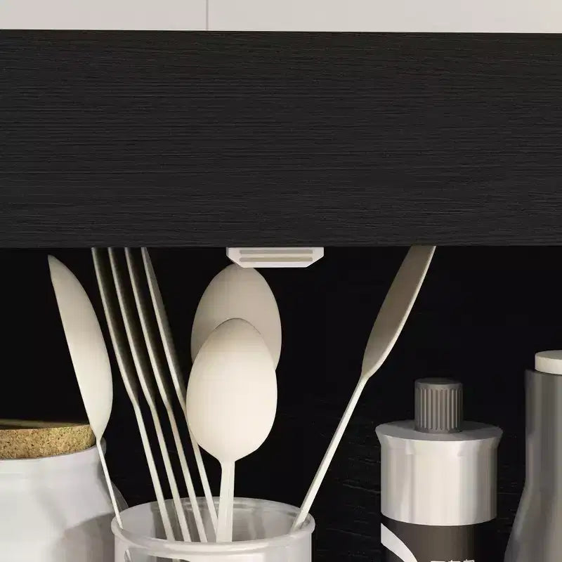 Dispensa tradizionale indipendente da cucina da 183 cm con 2 ante, cassetto e ripiani regolabili, colore nero venato