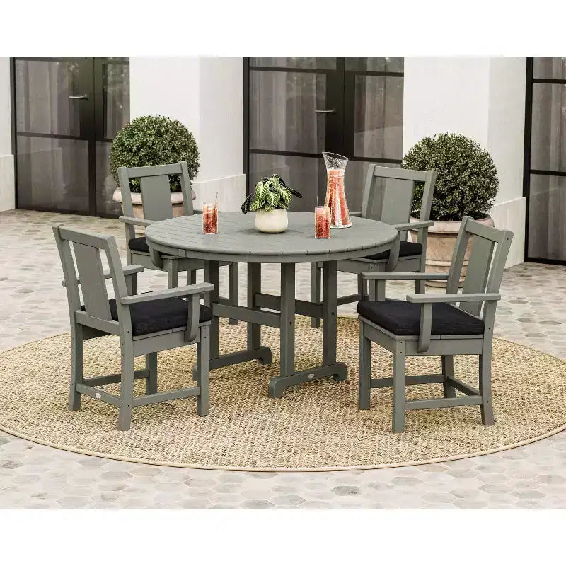 Set da pranzo per esterni da patio POLYWOOD Prairie Farmhouse rotondo 5 pezzi