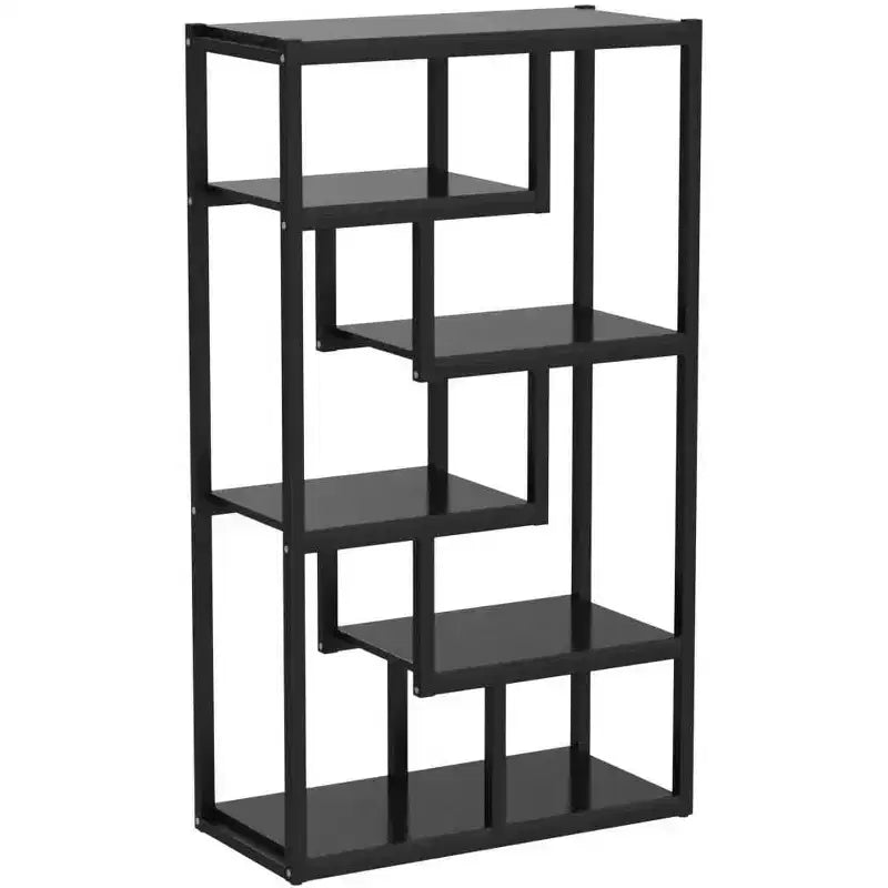 69 Libreria a 6 Ripiani, Mobile Contenitore Espositivo Stile Vintage con Scaffali Sfalsati