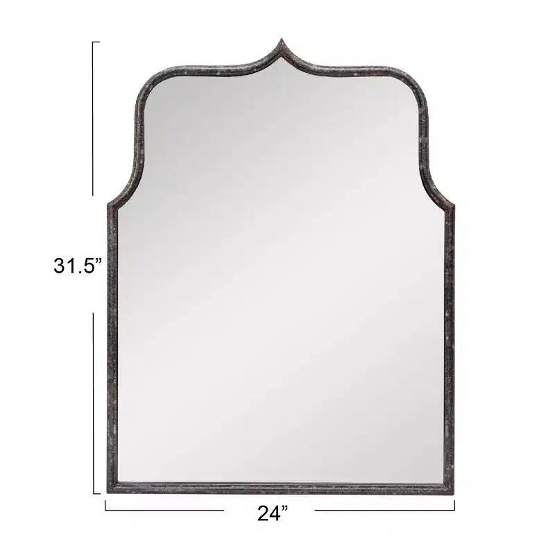 Specchio da parete con cornice in metallo ad arco