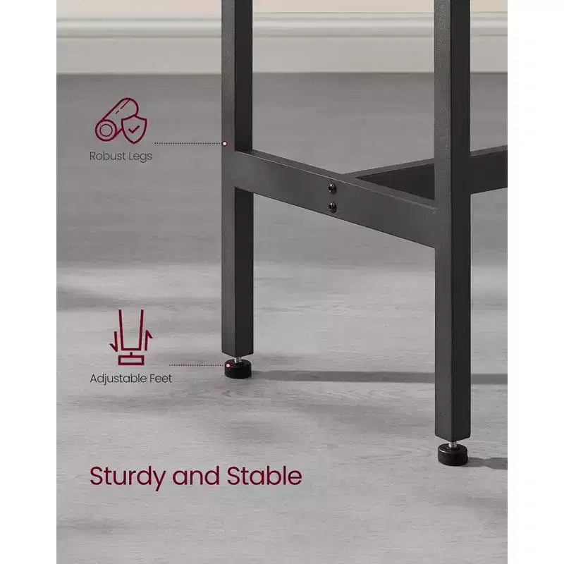 Tavolo stretto e lungo, da cucina e sala da pranzo, alto da pub, robusta struttura in metallo, design industriale, 40 x 120 x 90 cm