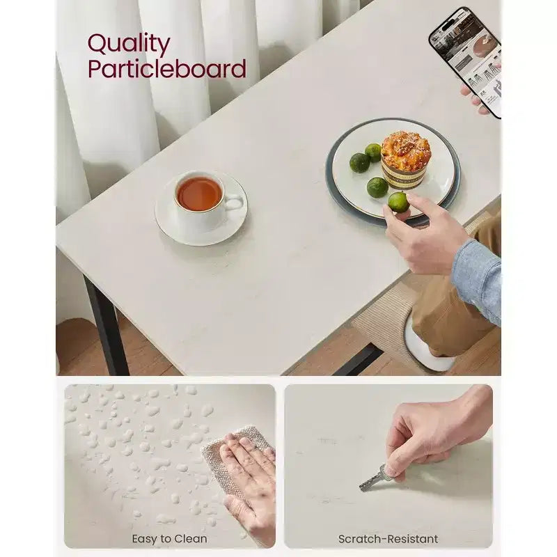Tavolo stretto e lungo, da cucina e sala da pranzo, alto da pub, robusta struttura in metallo, design industriale, 40 x 120 x 90 cm