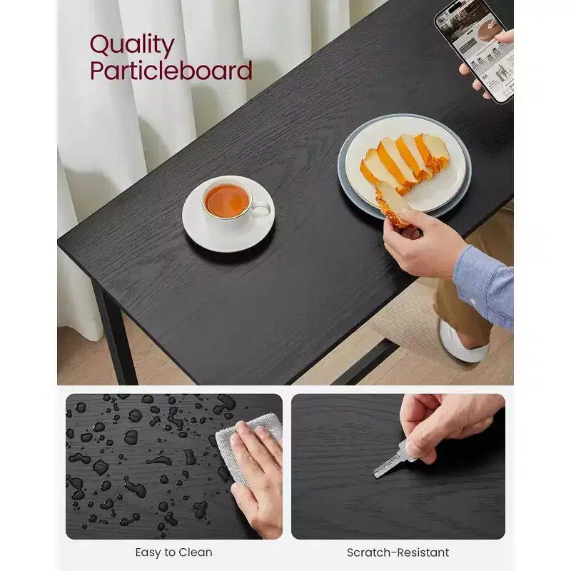 Tavolo stretto e lungo, da cucina e sala da pranzo, alto da pub, robusta struttura in metallo, design industriale, 40 x 120 x 90 cm