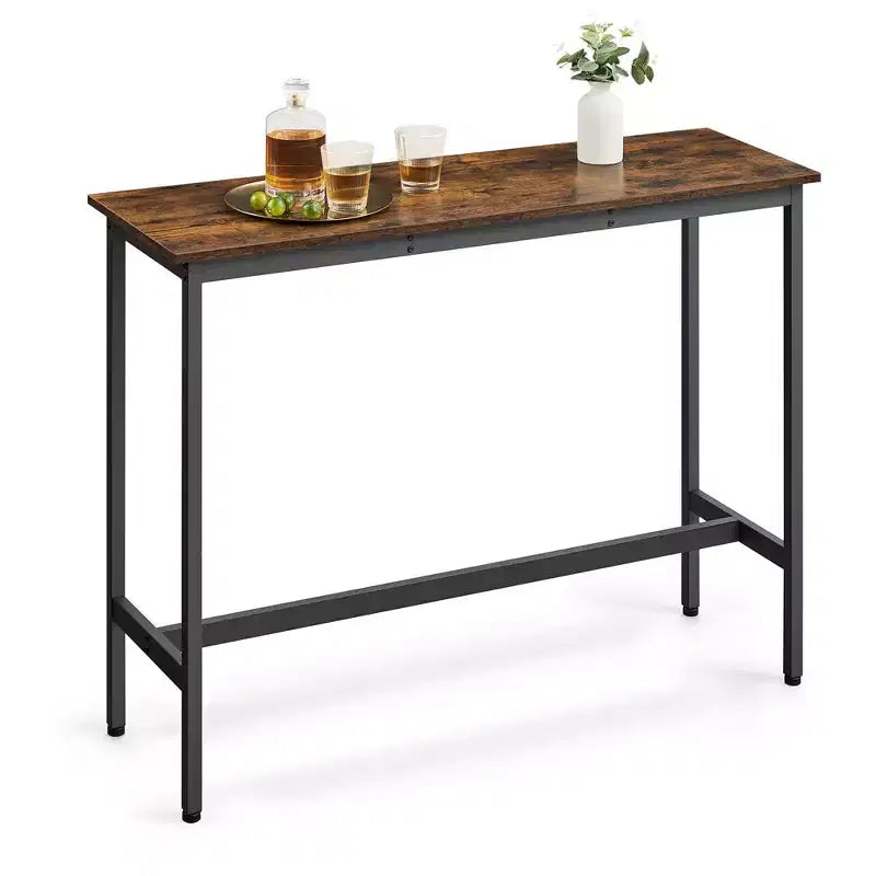 Tavolo stretto e lungo, da cucina e sala da pranzo, alto da pub, robusta struttura in metallo, design industriale, 40 x 120 x 90 cm