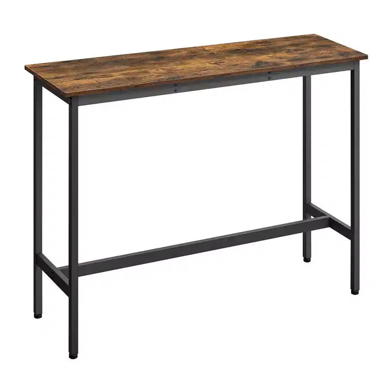 Tavolo stretto e lungo, da cucina e sala da pranzo, alto da pub, robusta struttura in metallo, design industriale, 40 x 120 x 90 cm