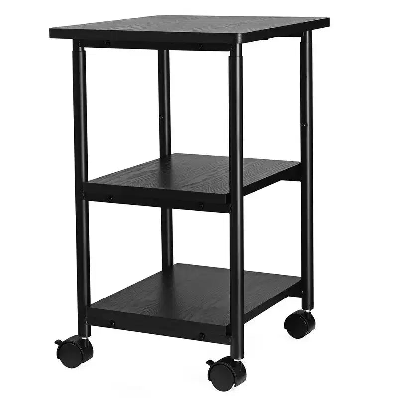 Supporto per stampante industriale, carrello per macchine a 3 livelli con ruote e piano del tavolo regolabile, scaffale portaoggetti resistente