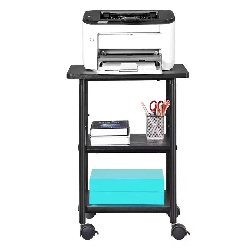 Supporto per stampante industriale, carrello per macchine a 3 livelli con ruote e piano del tavolo regolabile, scaffale portaoggetti resistente