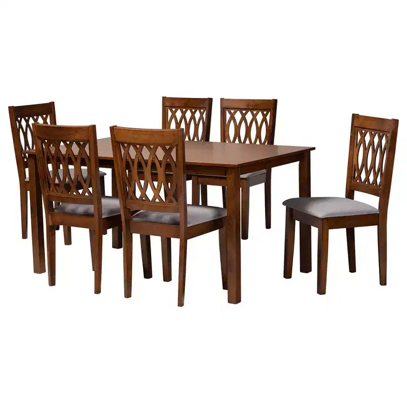Set da pranzo moderno Baxton Studio Florencia in tessuto e legno
