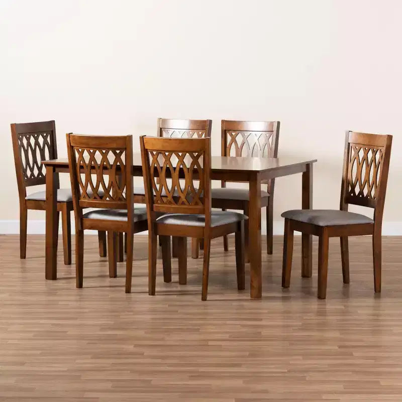 Set da pranzo moderno Baxton Studio Florencia in tessuto e legno
