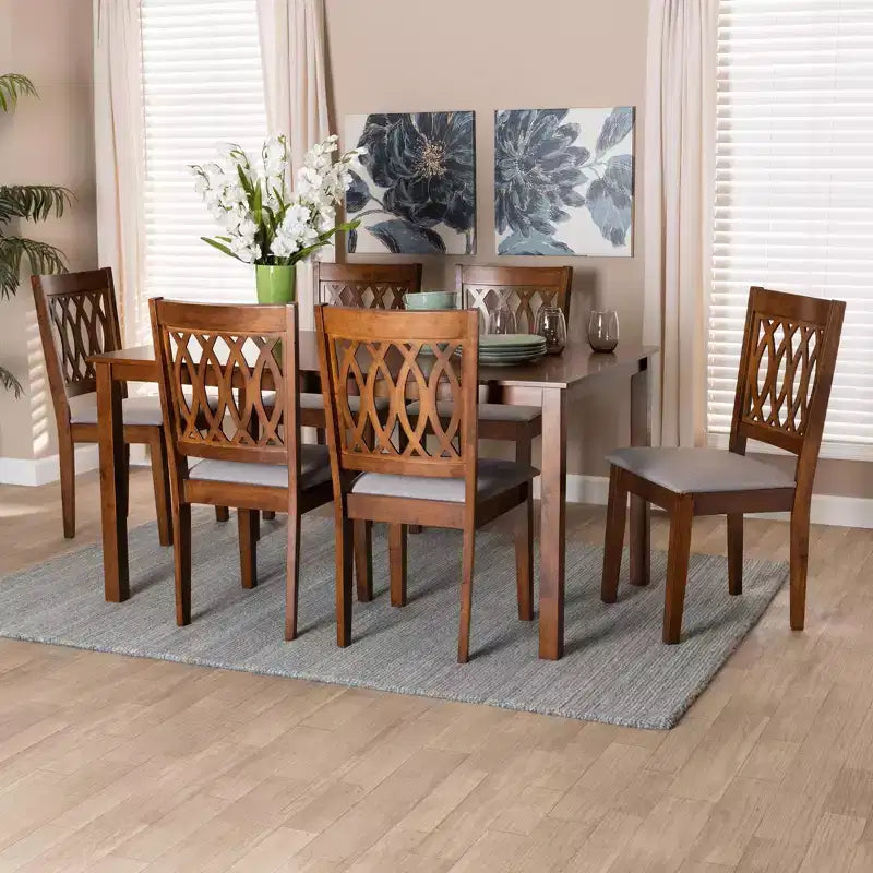 Set da pranzo moderno Baxton Studio Florencia in tessuto e legno