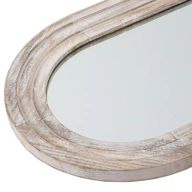 Specchio da parete a figura intera con cornice in legno ad arco, autoportante