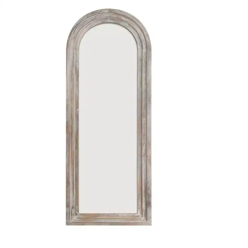 Specchio da parete a figura intera con cornice in legno ad arco, autoportante