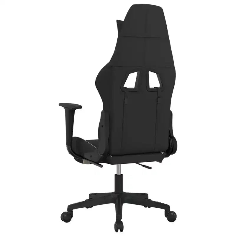 Sedia da gaming massaggiante con poggiapiedi, nera e crema, in tessuto