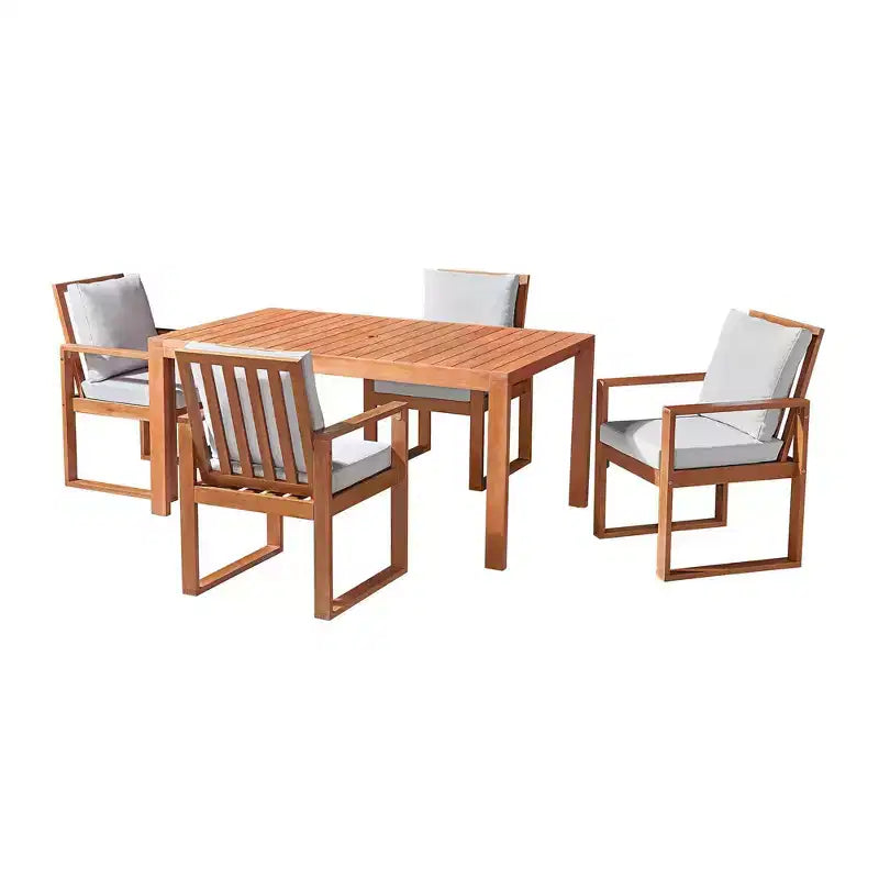 Set da pranzo da esterno 6 pz Alaterre Furniture, tavolo Weston con ombrellone rettangolare da 3 m