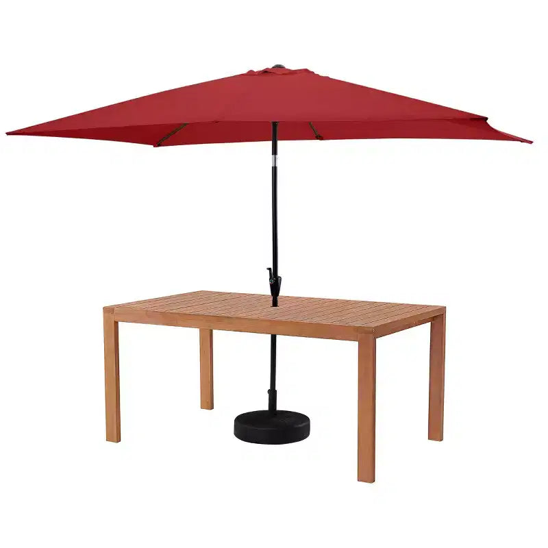 Set da pranzo da esterno 6 pz Alaterre Furniture, tavolo Weston con ombrellone rettangolare da 3 m