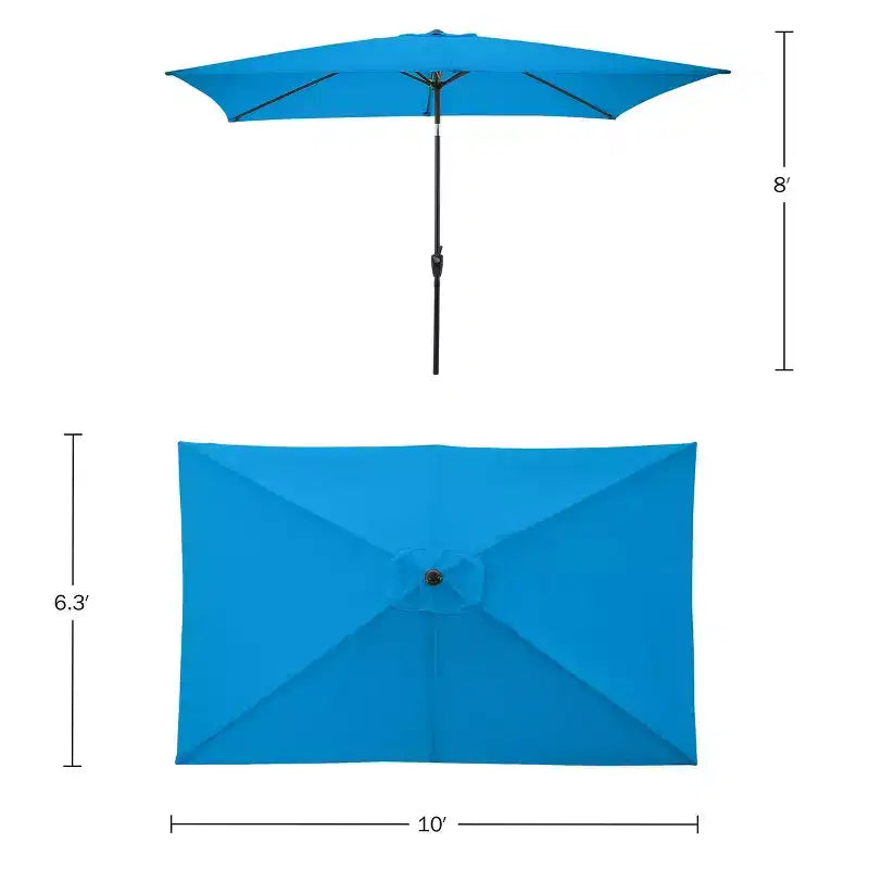 Set da pranzo da esterno 6 pz Alaterre Furniture, tavolo Weston con ombrellone rettangolare da 3 m