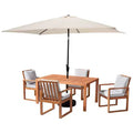 Alaterre Furniture 6pc Outdoor Patio Dining Set, Weston Table with 10' Rectangular Umbrella