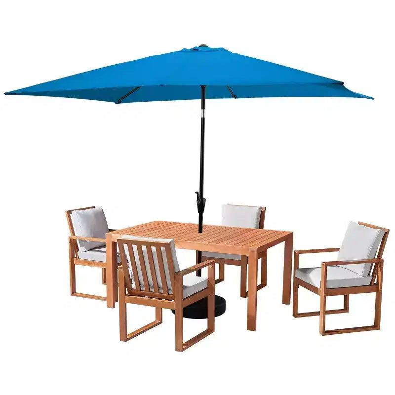 Set da pranzo da patio da esterno Alaterre Furniture da 6 pezzi, tavolo Weston con ombrellone rettangolare da 10'