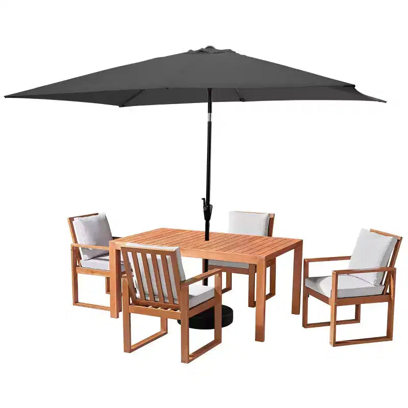 Set da pranzo da patio da esterno Alaterre Furniture da 6 pezzi, tavolo Weston con ombrellone rettangolare da 10'
