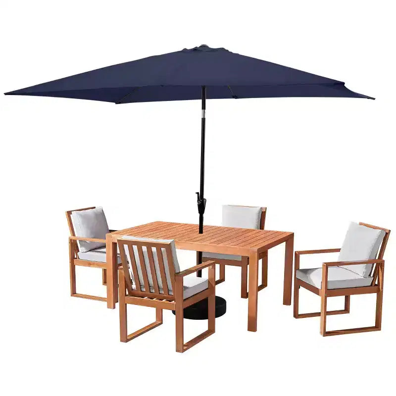 Set da pranzo da patio da esterno Alaterre Furniture da 6 pezzi, tavolo Weston con ombrellone rettangolare da 10'