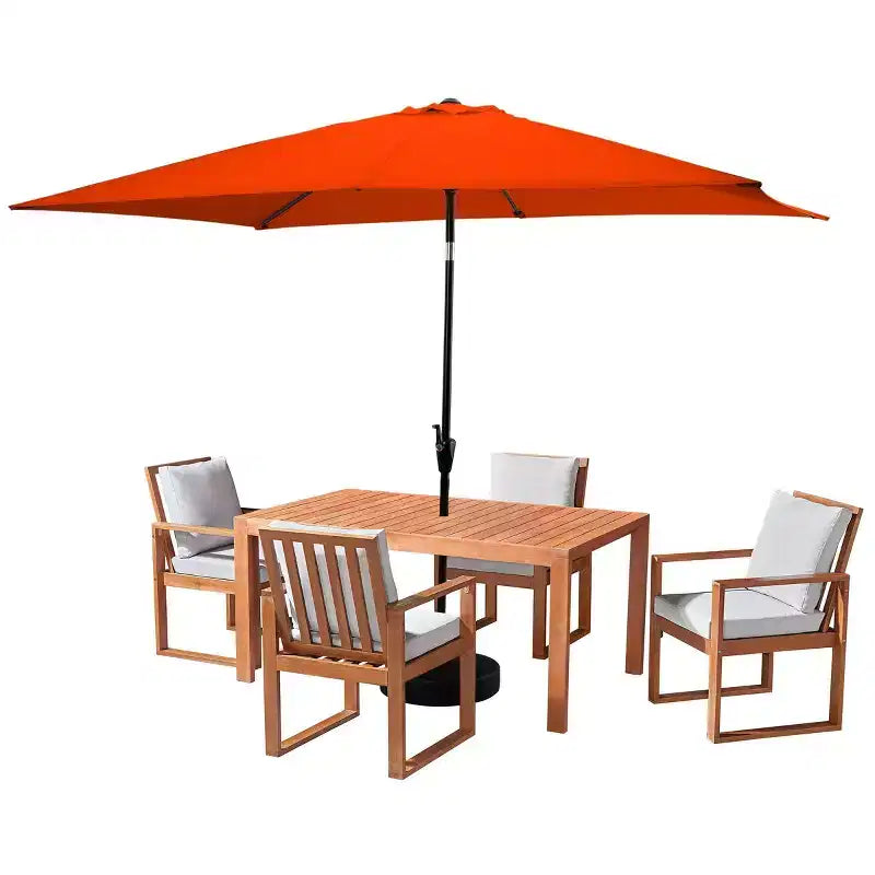 Set da pranzo da patio da esterno Alaterre Furniture da 6 pezzi, tavolo Weston con ombrellone rettangolare da 10'
