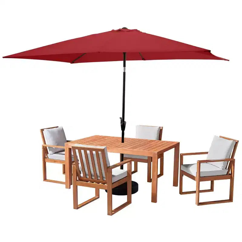 Set da pranzo da patio da esterno Alaterre Furniture da 6 pezzi, tavolo Weston con ombrellone rettangolare da 10'