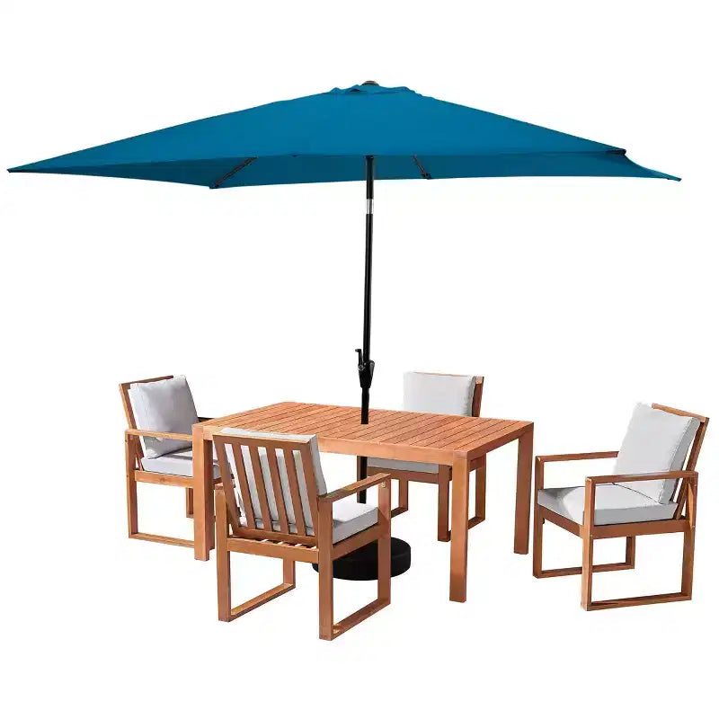 Set da pranzo da patio da esterno Alaterre Furniture da 6 pezzi, tavolo Weston con ombrellone rettangolare da 10'