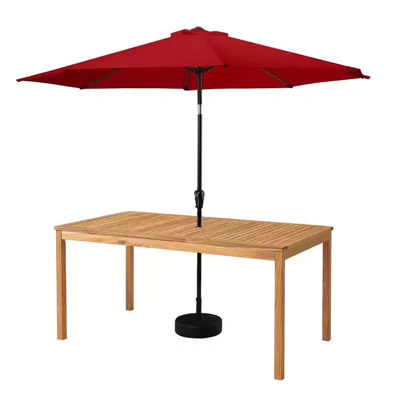 Set da pranzo da esterno Alaterre Furniture 8 pz, tavolo Okemo con ombrellone a inclinazione automatica da 3 m