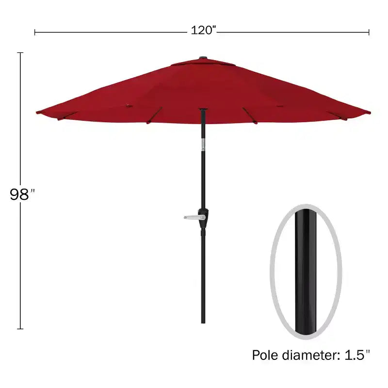 Set da pranzo da esterno Alaterre Furniture 8 pz, tavolo Okemo con ombrellone a inclinazione automatica da 3 m
