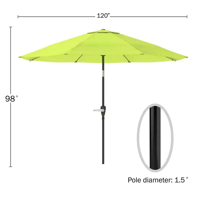 Set da pranzo da esterno Alaterre Furniture 8 pz, tavolo Okemo con ombrellone a inclinazione automatica da 3 m