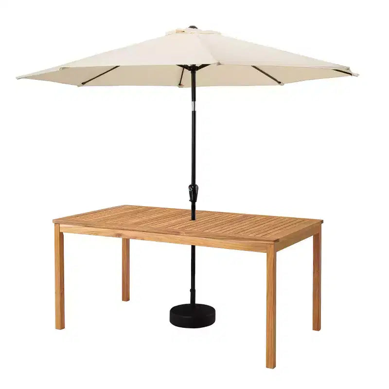 Set da pranzo da esterno Alaterre Furniture 8 pz, tavolo Okemo con ombrellone a inclinazione automatica da 3 m